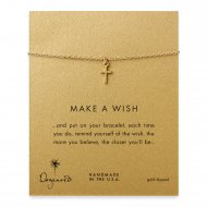 make a wish simple cross bracelet, gold dipped