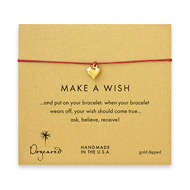make a wish full heart bracelet on red, gold dipped
