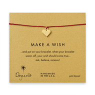 make a wish perfect heart bracelet on red, gold dipped