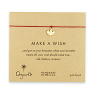 make a wish bracelet with gold dipped lotus on red