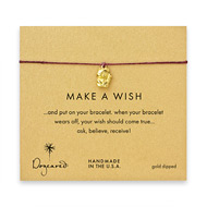 make a wish lucky cat bracelet on maroon, gold dipped