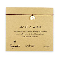 make a wish elephant bracelet on maroon, gold dipped
