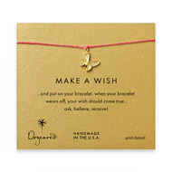 make a wish butterfly bracelet on fuschia, gold dipped
