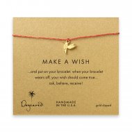 make a wish hummingbird bracelet on burnt orange, gold dipped