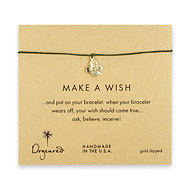make a wish four leaf clover bracelet on leaf, gold dipped