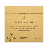 make a wish smooth anchor bracelet on ocean, gold dipped