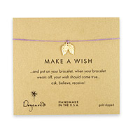 make a wish angel wings bracelet on lilac, gold dipped