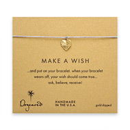 make a wish bracelet with gold dipped feather heart on lilac