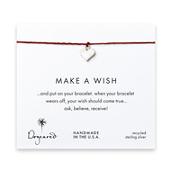 make a wish perfect heart bracelet on red, sterling silver