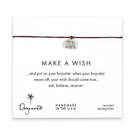 make a wish elephant bracelet on maroon, sterling silver