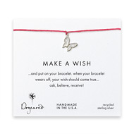 make a wish butterfly bracelet on fuschia, sterling silver