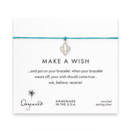make a wish fleur de lis bracelet on teal, sterling silver