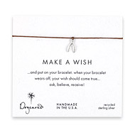make a wish wishbone bracelet on tobacco, sterling silver