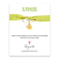 luck make a wish pin with four leaf clover charm