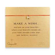 make a wish bracelet with gold dipped angel wings on red