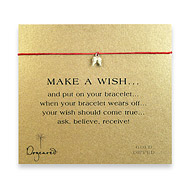 make a wish bracelet with gold dipped angel wings on red