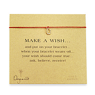 make a wish bracelet with gold dipped horseshoe on red