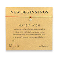 new beginnings make a wish bracelet with gold dipped lotus on red irish linen