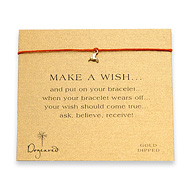 make a wish bracelet with gold dipped hummingbird on orange