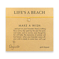 life's a beach make a wish bracelet with gold dipped starfish on mustard irish linen