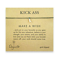 kick ass make a wish bracelet with gold dipped cowboy boot on leaf irish linen