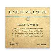 live love laugh make a wish bracelet with gold dipped daisy on turquoise irish linen