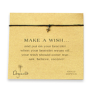 make a wish bracelet with gold dipped gothic cross on black