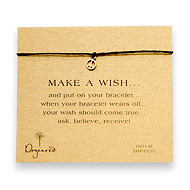 make a wish bracelet with gold dipped peace sign on black