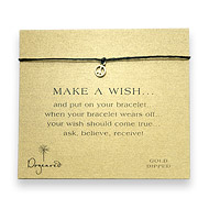make a wish bracelet with gold dipped peace sign on black