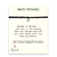 earth friendly make a wish bracelet with recycled pure heart on black hemp