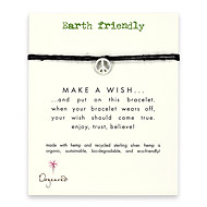 earth friendly make a wish bracelet with recycled peace sign on black hemp