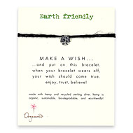 earth friendly make a wish bracelet with recycled tree on black hemp