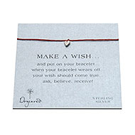 make a wish bracelet with sterling silver stone heart on red
