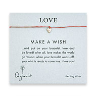 love make a wish bracelet with sterling silver stone heart on red irish linen