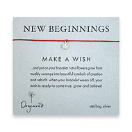 new beginnings make a wish bracelet with sterling silver lotus on red irish linen