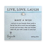 live love laugh make a wish bracelet with sterling silver daisy on turquoise irish linen