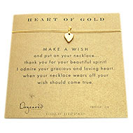 heart of gold make a wish necklace with gold dipped mini stone heart on gold