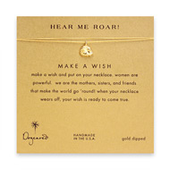 hear me roar! make a wish necklace with gold dipped royal lion on gold