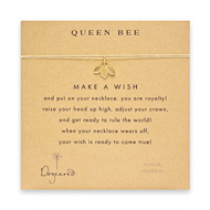 queen bee make a wish necklace with gold dipped honey bee on gold