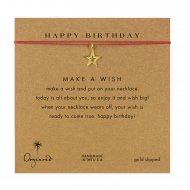 happy birthday celestial star necklace on red, gold dipped