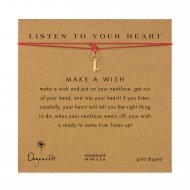 listen to your heart key necklace on red, gold dipped