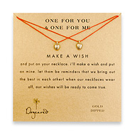 one for you one for me make a wish necklace set with gold dipped baby heart on red