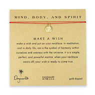mind body and spirit make a wish necklace with gold dipped om symbol on red