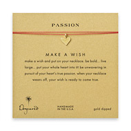 passion heart necklace on red, gold dipped
