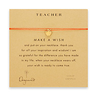 teacher make a wish necklace with gold dipped apple on red