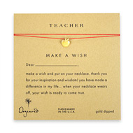 teacher make a wish necklace with gold dipped apple on red