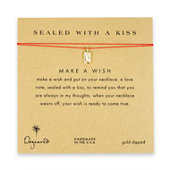 sealed with a kiss envelope necklace on red, gold dipped