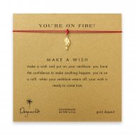 you're on fire! Torch necklace on red, gold dipped