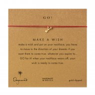 go! arrow necklace on berry, gold dipped