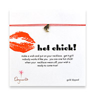 hot chick make a wish necklace with gold dipped chick on red